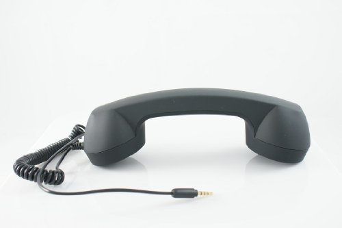 Original Retro Handset for All Mobile Phones & Computers - Works with Apple iPhone, HTC, Samsung and other Smart Phones - With Volume Control - Soft Touch Black