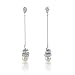 Delightful Chic: Sterling Silver Celebrity Style White Pearl CZ Diamond Dangle Earrings