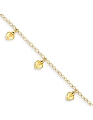 14K Childs Puffed Heart Charm Bracelet