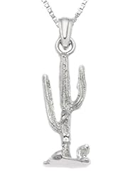 0.925 Sterling Silver Cactus Charm Pendant Necklace