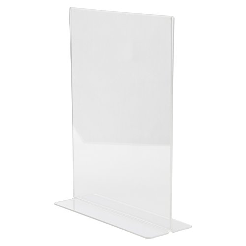Clear-Ad - LHC-8511 - Clear Acrylic Upright T-Shaped Sign Holder 8.5x11 - Table Menu Card Display Stand - Plastic Picture Frame (Pack of 6)