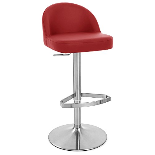 Red Mimi Adjustable Height Swivel Armless Bar Stool