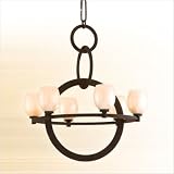 Corbett Lighting 84-06 Cirque 6 Light Single Tier Chandelier in Brown Suede with Antique Pearl glass