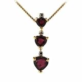 Vermeil (24k Gold over Sterling Silver) Past Present and Future Genuine Diamond Accent Garnet Heart Pendant/Slide