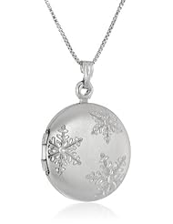 Sterling Silver Snowflake Engraved Snowflake Design Locket Necklace, 19"