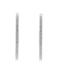 14k White Gold 2.01 Carat Diamond Hoop Earrings