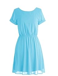 Cocktail Scoop Neck Short Sleeves Mesh Chiffon Evening Dress/Homecoming Dress/Bridesmaid Dress/Prom Dress 