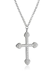 ELLE Jewelry Sterling Silver Micro Pave Cubic Zirconia Cross Necklace, 18"