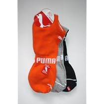 Puma Runner Sorbtek Leg Wear 3-Pairs Multi Color Socks ST#P78236 (Sock 10-13 Shoe 6-12.5, 810 Orange/Grey/Black)