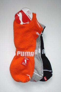 Puma Runner Sorbtek Leg Wear 3-Pairs Multi Color Socks ST#P78236 (Sock 10-13 Shoe 6-12.5, 810 Orange/Grey/Black)