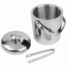 Double Walled Ice Bucket With Tongs Inside Lid 1.5ltr | bar@drinkstuff Insulated Stainless Steel Ice Bucket