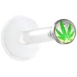 Clear Bioplast White and Green Ganga Leaf Logo Push In Labret