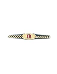 14K Yellow Gold Medical Alert ID Curb Chain Bracelet - Length 8 Inch