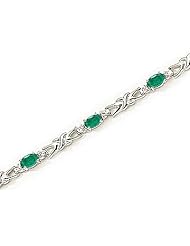 14kt Yellow Gold Oval Emerald and Diamond Bracelet