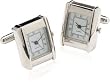 Contemporary Working Silver Clock Watch Cufflinks