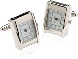 Contemporary Working Silver Clock Watch Cufflinks