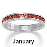 PalmBeach Jewelry Birthstone Sterling Silver Eternity Band- January- Simulated Garnet