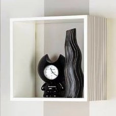 Single Box Shelf – White w/Black Stripes
