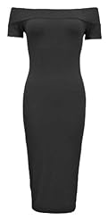 Elastane/Viscose Off the Shoulder Bodycon Dress/Midi Dress 