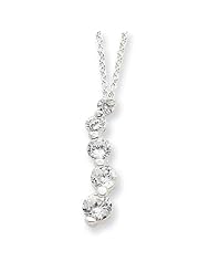 Sterling Silver Cz Journey Necklace, Best Quality Free Gift Box Satisfaction Guaranteed