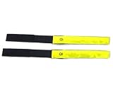 PK Green Set Of 2 LED Safety Bands - High Viz / 4 LEDs / Flashing / Reflective / For Running, Cycling, Workmen, Children, Animals