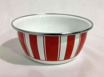 Golden Rabbit Stripes Collection Salad Bowl, Red Stripe