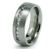8mm Titanium Ring with CZ (Sizes 8-12)