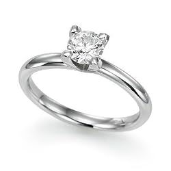 1/2 ct. Round Diamond Solitaire Ring in 14K White Gold - Size 6