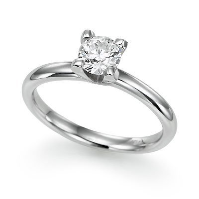 1/2 ct. Round Diamond Solitaire Ring in 14K White Gold or Yellow Gold