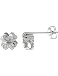 14K White Gold Diamond Shamrock Stud Earrings (1/5 carat I Color, SI2-I1 Clarity)