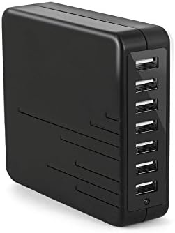 Hamaker 7 Port USB Charging Station Multi Device Fast Charger Wall Desktop Fast Charging Station for Smart Phones and Tablets Compatible with Any USB Devices (Black)