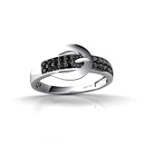 14K White Gold Genuine Round Black Diamond Belt Ring