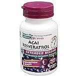 Nature's Plus Acai Resveratrol 60 mg / 62.5 mg Polyphenols Extended Release 30 vegetarian tablets