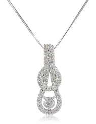 14k White Gold Diamond Love Knot Pendant Necklace (1/3 cttw, H-I color, I1-I2 Clarity), 18