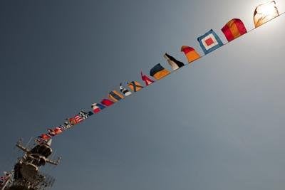 Flags Fly over the Deck of the Uss Iwo Jima Wall Decal - 24 Inches W x 16 Inches H - Peel and Stick Removable Graphic
