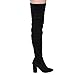 Beston FF01 Women's Stretchy Thigh High Snug Fit Chunky Block Heel Boots