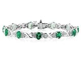 14k White Gold Diamond and Emerald Bracelet