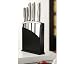 6pc stainless steel finish knife set in black arched design knife block