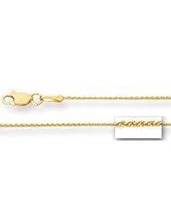 14K Yellow Gold Round Diamond Cut Wheat Chain (Width 1.0mm)