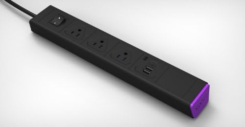 KBAR 3 AC Outlet with Dual 2.1A USB Charger (Black + Purple)