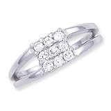 Silver Double Band CZ Engagement Ring - size 5