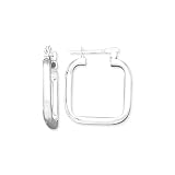 Sterling Silver 2 x 20 MM Square Shaped Hoop Earrings