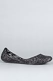 Melissa Shoes The Campana Zig Zag Shoe in Black Glitter,Shoes for Women