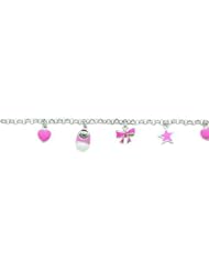 Sterling Silver Heart Rolo Charm Bracelet 5.5"