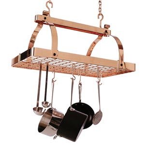 Enclume Premier Hammered Steel Rectangular Pot Rack with Grid 30-in.