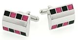 Eye popping double aspect cufflinks with black and pink enamel
