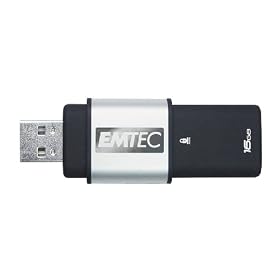 EMTEC S450 Secure Slider 16 GB High Capacity High Speed USB Flash Drive with AES EKMMD16GS450AES (Black and Chrome)