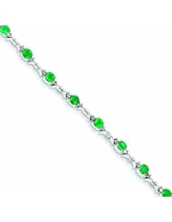 Genuine 14K White Gold White Gold Diamond And Emerald Bracelet 7 Grams Of Gold 100% Satisfaction Guaranteed.