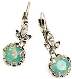 Sweet Romance, Ollipop, Designer Teal Pacific Cushion Cut Jewel Earrings. Lever-back Style for Pierced Ears Only