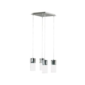 Kenroy Home 80505CH Cylinder Four-Light Chandelier with 4-Inch White Opal Glass...